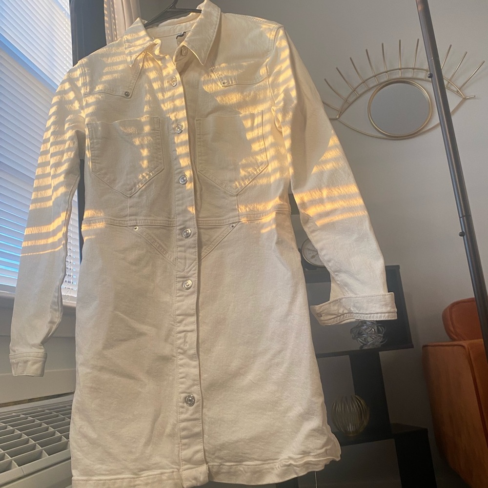 Cream Denim Mini Dress